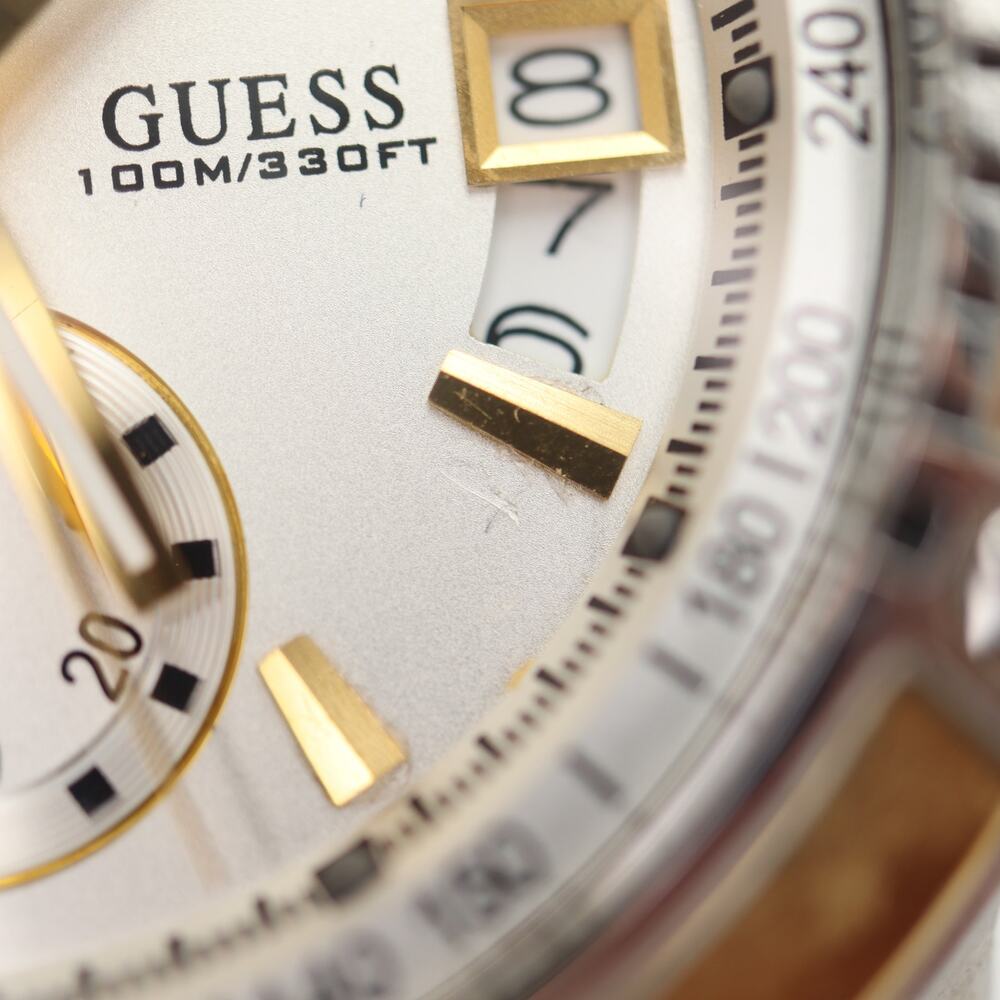 Guess Two Tone Split Second Chronograph 46mm Watch Brown Leather w New Battery - Picture 8 of 16